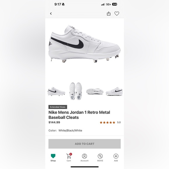Nike Jordan 1 baseball cleats - Picture 1 of 5